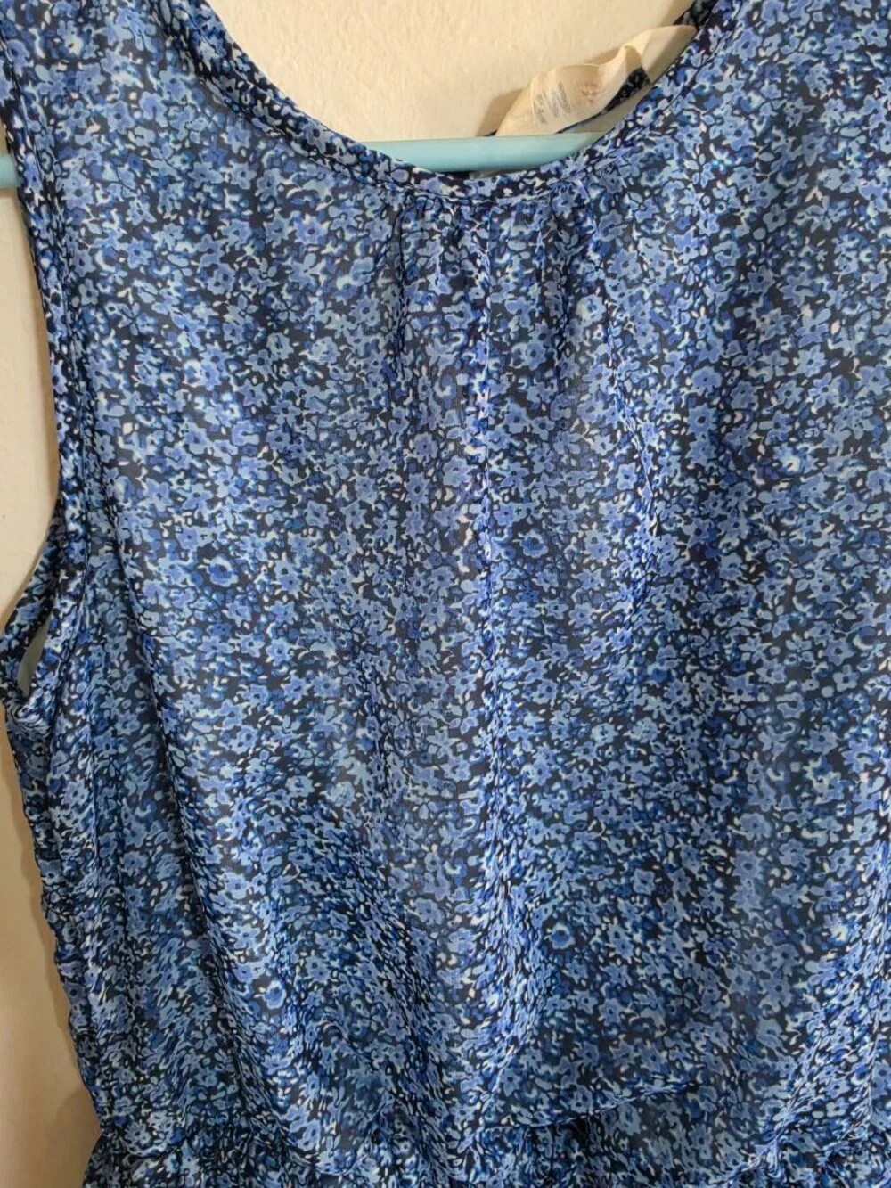 H&M Girls Blue Floral High Low Chiffon Dress Size 9-10Y